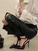 Eilyken Street Style Pointed Toe Patent Leather Women Pumps Sexy Stripper Sandals Slingback Thin High Heels Shoes