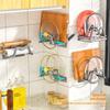 Kitchen Punching Free Pot Lid Rack Gun Ash Wall Mounted with Draining Tray Dish Cutting Board Household Kitchenware Storage Rack