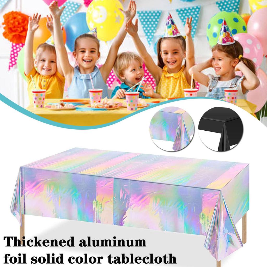 Plastic Iridescent Christmas Party Foil Table Cover Table For Wedding Party Decoration Tableclo I6Y0