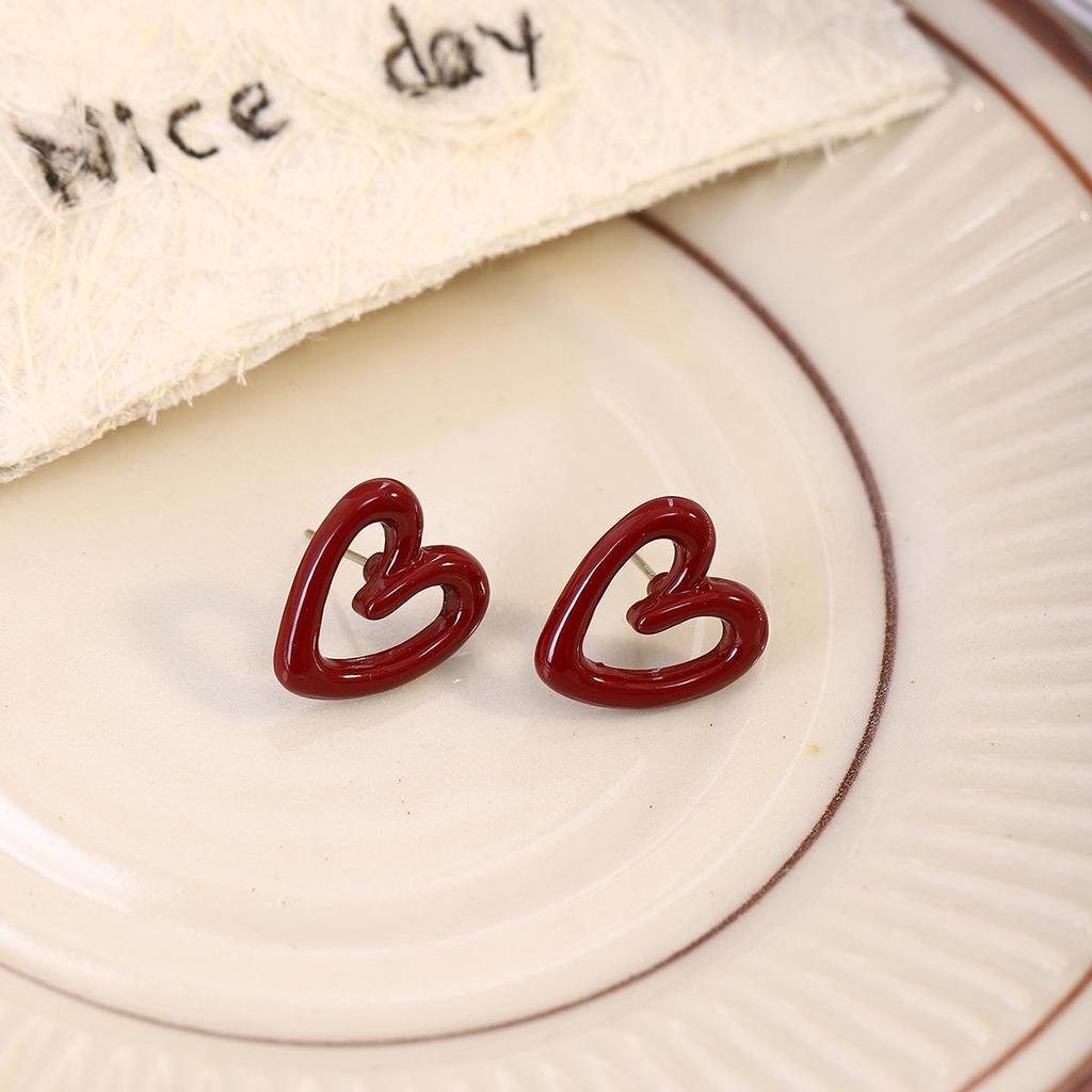 Ankerla Red Bow Heart Earrings: Enhance Skin, Slim Face, Exude Luxury - Perfect for New Year Elegance