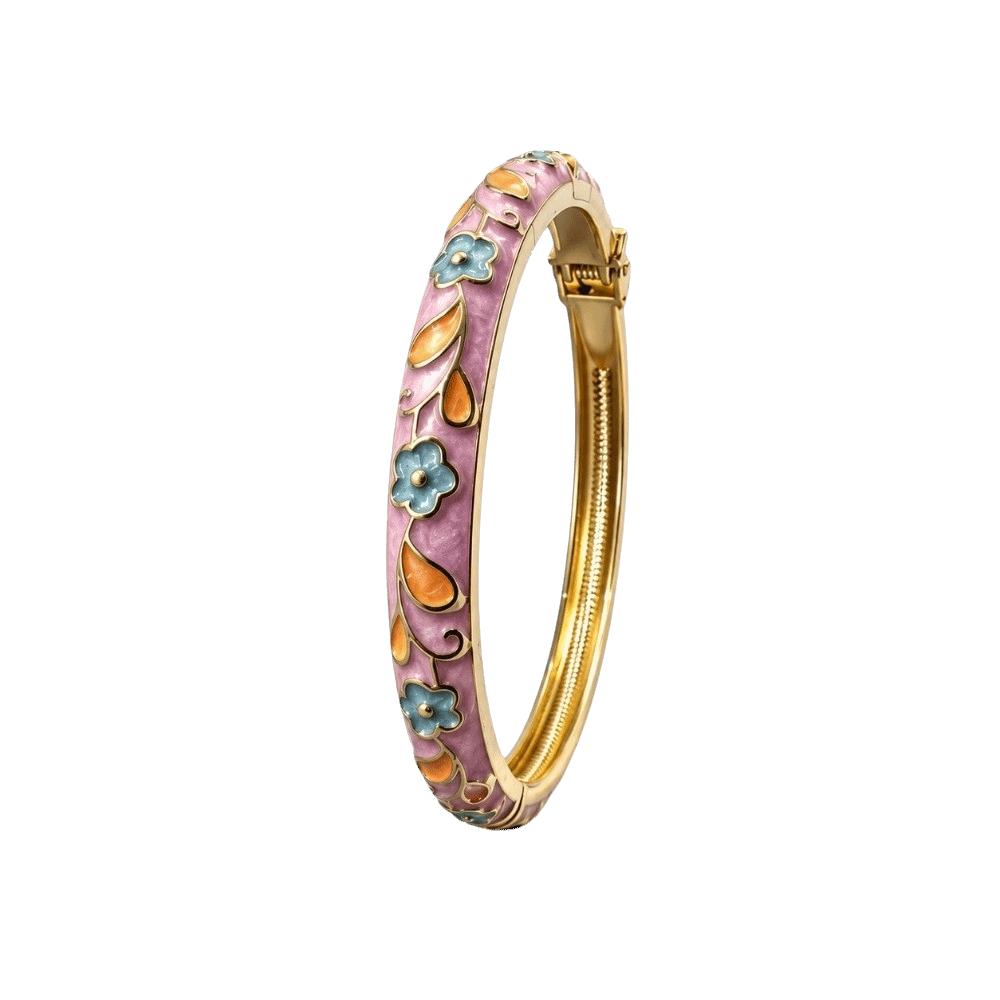 Enamel Flower Bangle Colorful Women's Hand Bracelet Fashion Vintage Cloisonne Bangle  Jewelry Gifts