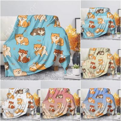 Shiba Inu Bedrukte Deken Cartoon Zachte Warme Sherpa Fleece Dekens Spreien voor Bed Wieg Bank 100x120cm Baby Meisjes Jongens Kinderen Cadeau