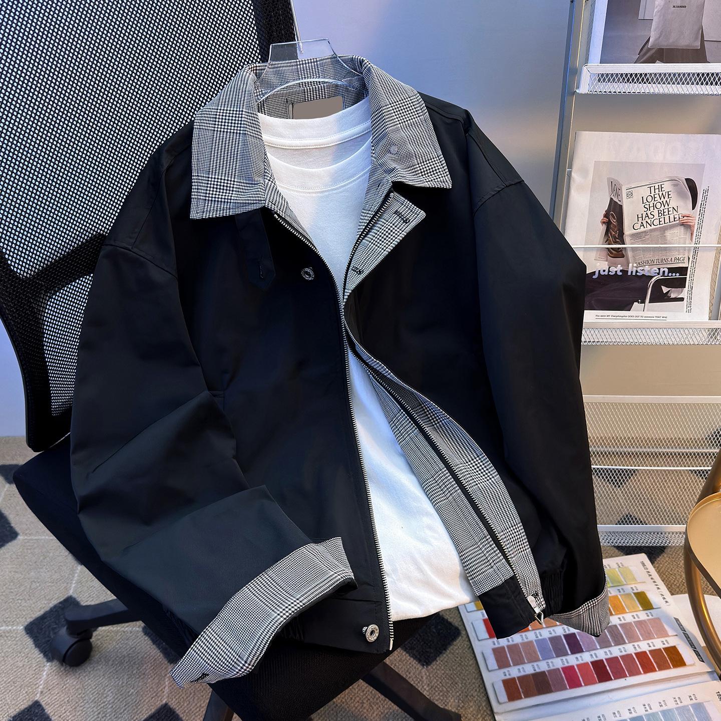 

2025 Spring and Autumn Break Two-piece Splicing Jacket Men s Retro Casual Trend Sports Teen Loose Jacket M