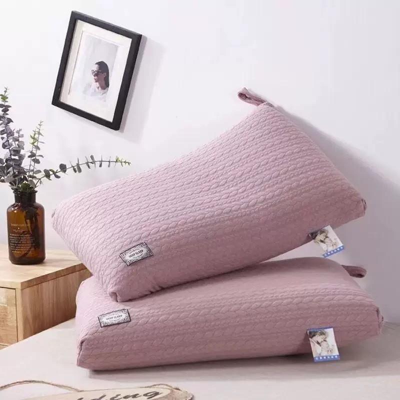 Memory Foam Alternative Pillow With Knitted Cable 9-Hole Hollow Fiber Fill Neck Support Adult Single Use