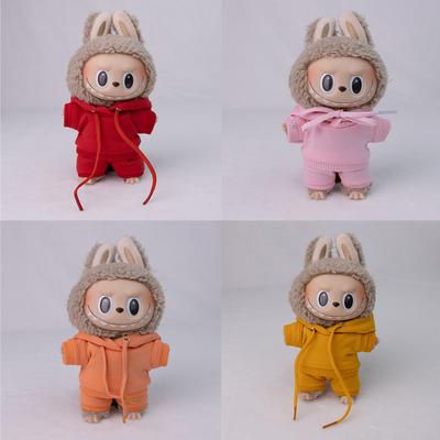 Für 17 cm Labubu Puppenkleidung, modische Kleidung, Kapuzenpullover, Puppenkleidung, farblich passende Kapuzenpullover, Puppenzubehör, süße Dekoration, kleine Tücher