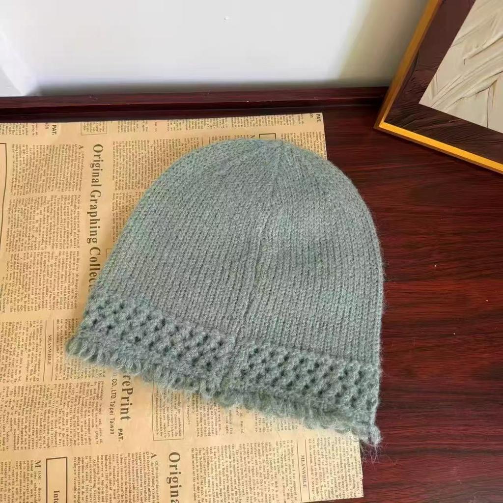 New Fashionable Tassel Edged Knitted Hat for Women  Versatile Face Showing Small Woolen Cold Hat  Korean Style Trendy Hat