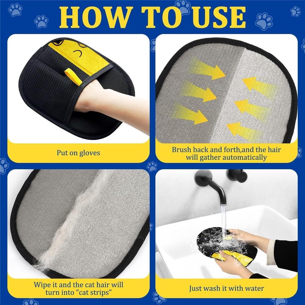 2-Pack Pet Hair Removal Gloves, Static-Cled Pet Hair Removal Gloves, Reusable Pet Grooming Tool, Ideal For Bathing, Hair Removal, And Grooming