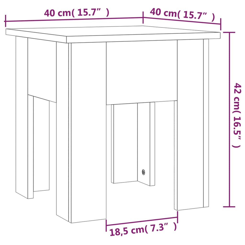 Coffee Table Black 40 X 40 X 42 Cm Particleboard