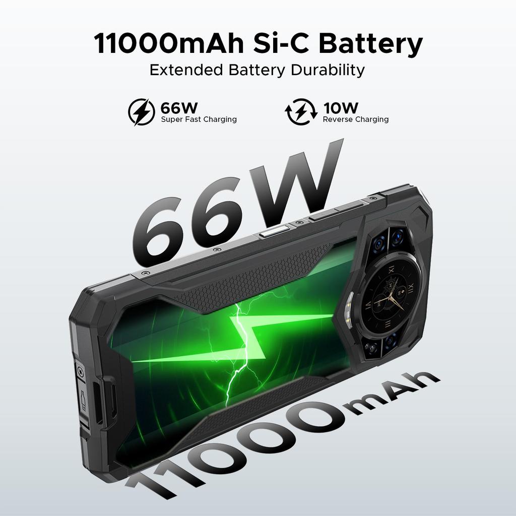 Doogee S200 Plus Rugged Smartphone 5G, (16GB+20GB)+512GB with 1.32" Dynamic Rear Screen, 10100mAh, 100MP+20MP, 6.72", 120Hz, NFC, Gemini AI