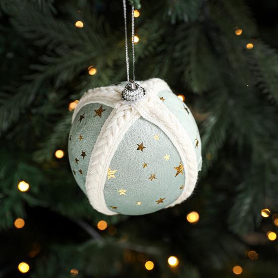 Starry Knit Christmas Ornaments Decorative Foam Balls DIY Craft Festive Tree Decor with Hanging Loop