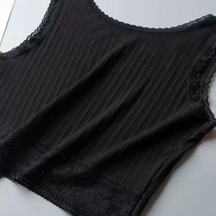 Umbilical Lace Modal Strap Tank Top Versatile Outerwear Sleeveless Short Slim Fit Top for Women