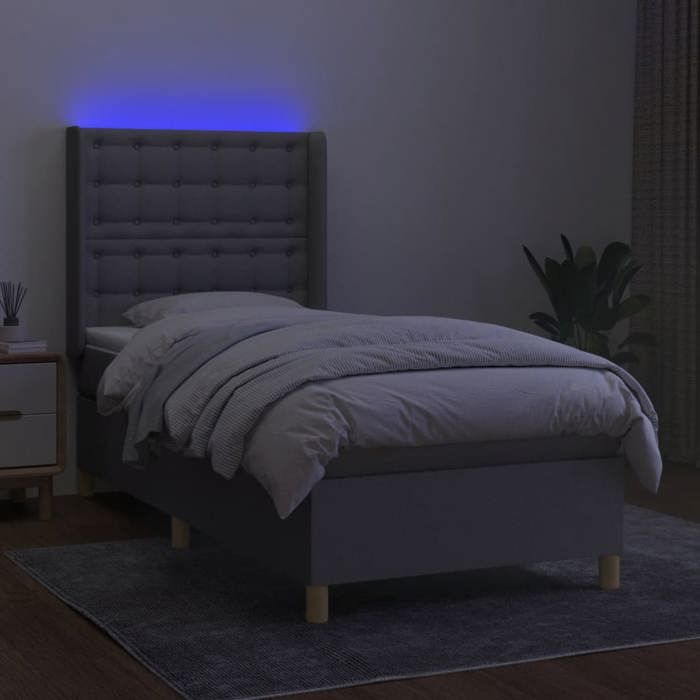 VidaXL Sommier à Lattes de Lit avec Matelas et LED, Lit Rembourré, Lit Simple, Lit Adulte de Chambre à Coucher Intérieur, 3139165
