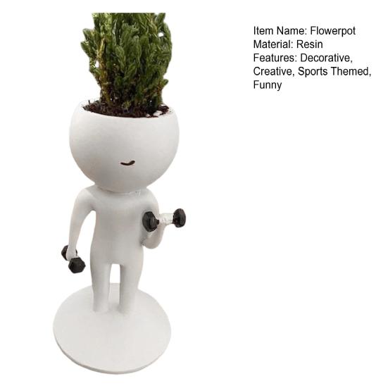 Unique Exercise Pose Flowerpot Creative Fitness Figure Flower Pot, Resin Succulents Pot with Treadmill Yoga And Decorative Plant Container for