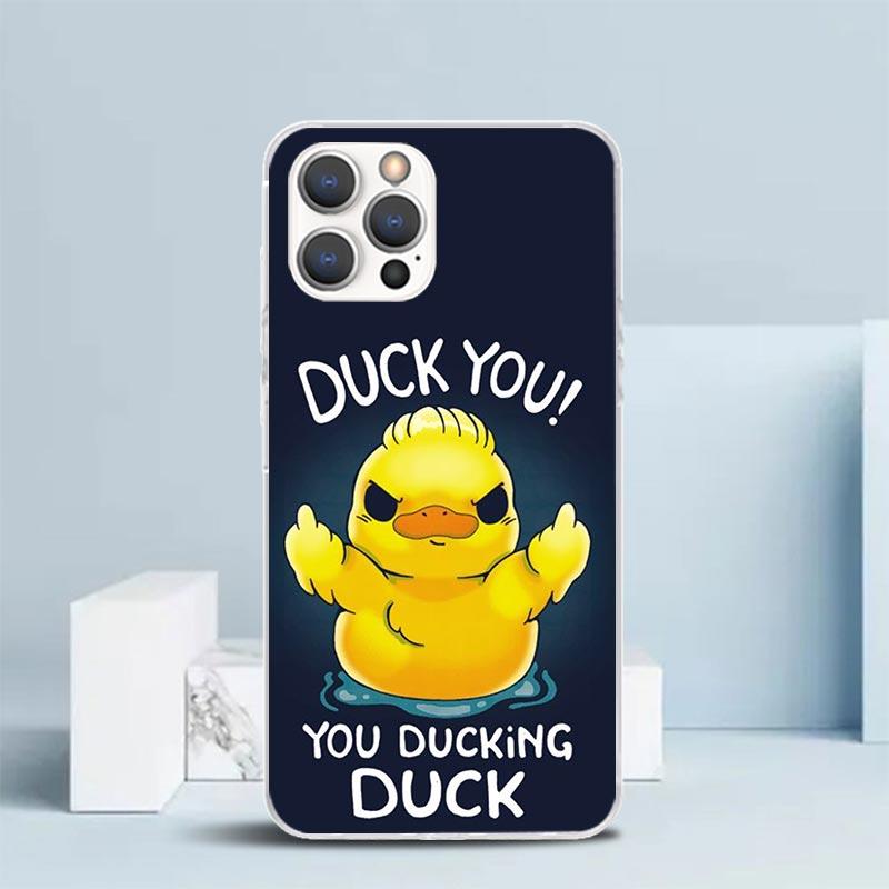 Funny Cute Yellow Duck You Soft Cover for iPhone 16 17 Air 15 14 Pro Max 16E Phone Case 13 Mini 12 11 7 SE 8 Print Pattern Fit C