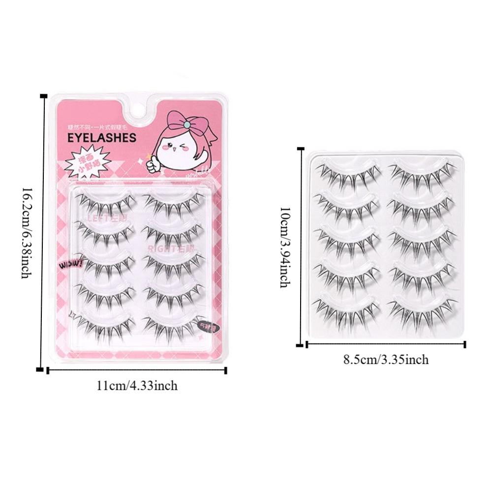 5Pair Fishtail Full Strip Lashes DIY Eyelashes Extension Comic Style Grafting Eyelashes  School