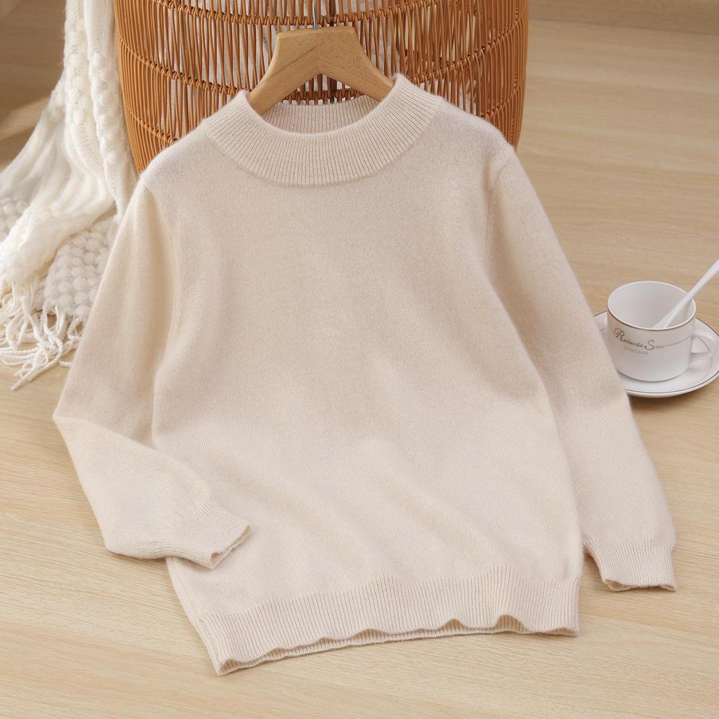 Autumn/Winter Boys' Cashmere Half-High Collar Pullover Sweater - Korean Style Knitwear for Children