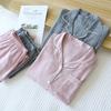 Simple Color Woven Yarn Pure Cotton Pajamas Set Couple Casual Long-sleeved Trousers Autumn Outdoor Loungewear