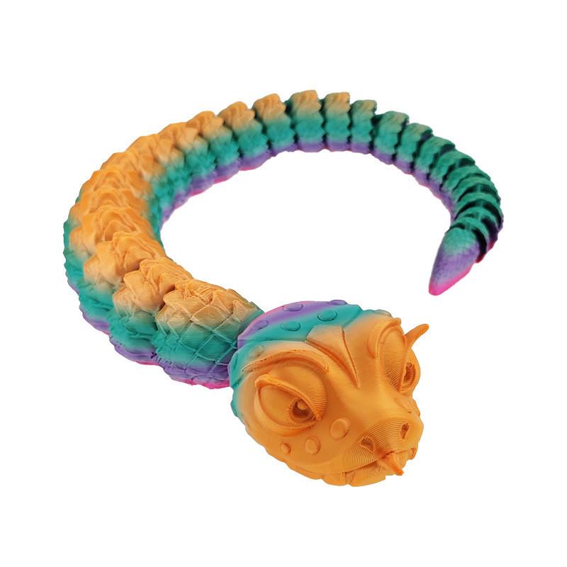 Printed 3d Big Eyes Snake Toy Gradient Color Animal Figurine Interactive Joint