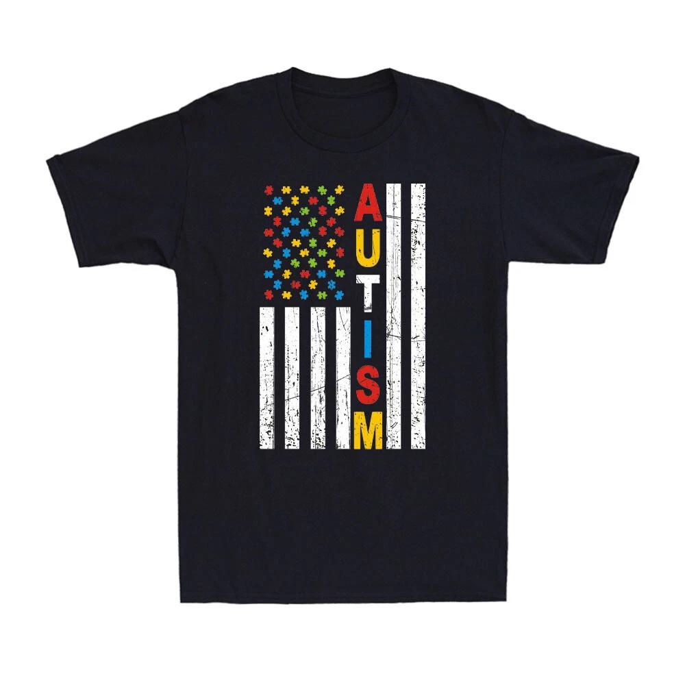 Autism Awareness Support Autism Puzzle Piece Flag Autism Awareness Men s T-Shirt XL