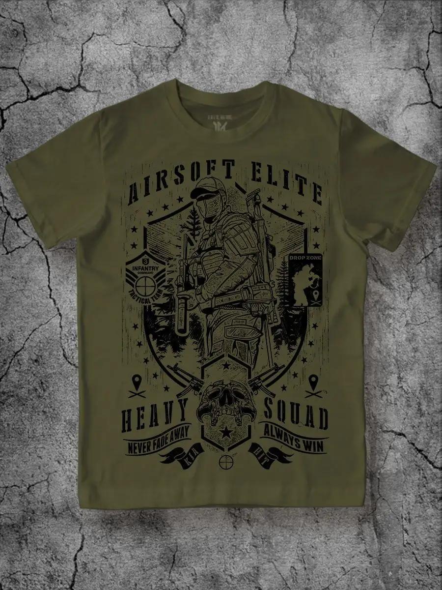 Black T-shirt with barbell print 4XL