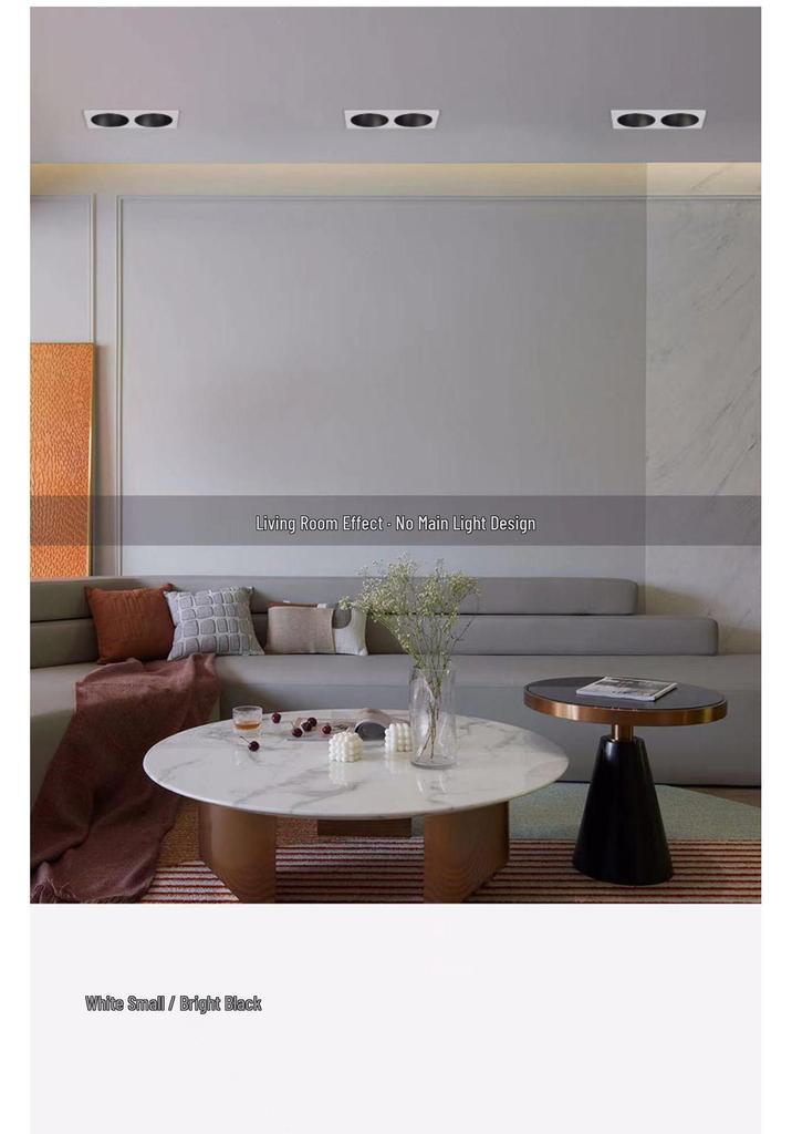 Double-Headed COB Narrow Bezel Wall Washer & Downlight, Anti-Glare Square Grid Spotlight for Hotels & Living Rooms