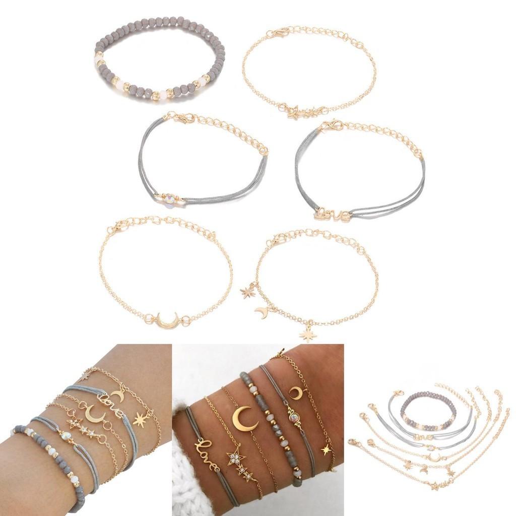 Trendy Autumn Bracelet Set With Star And Moon Pendants Unisex Design Perfect For Gifts