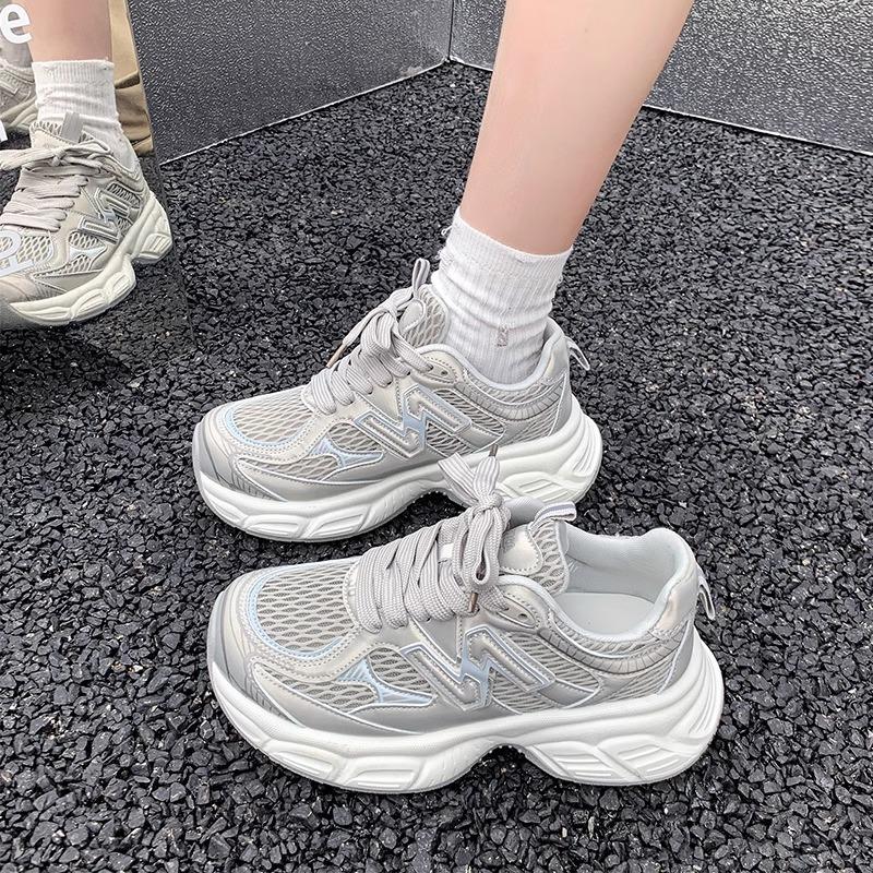 Thin dad shoes women's summer new versatile thick-soled breathable mesh lightweight casual sports shoes tide