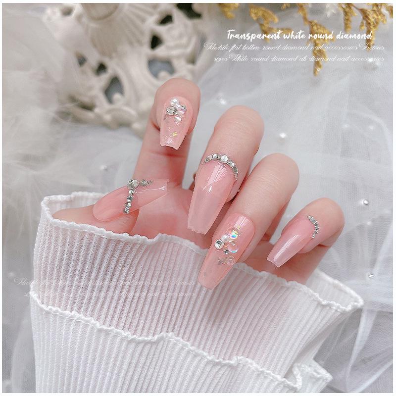 1440-Piece Nail Art Rhinestone Set: Clear, White, AB-Color, Flat-Back, Small & Large for Shiny Nail Decorations.