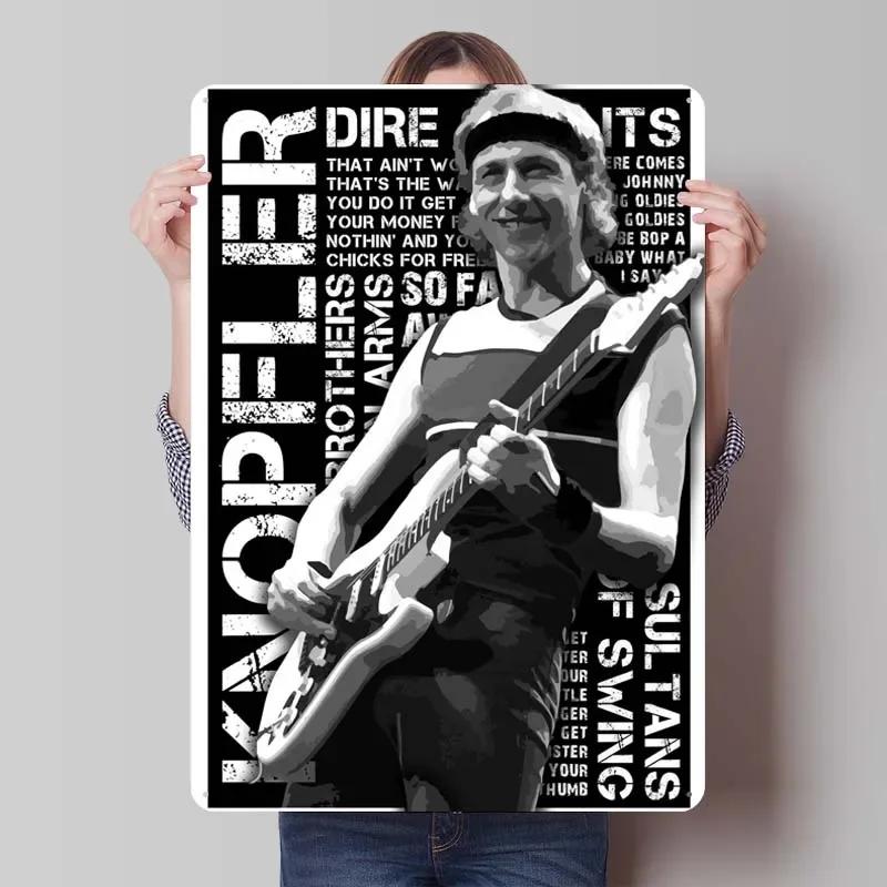Plaque Métallique Mark Knopfler Affiches Chanteur Décoration Salle de Jeux Homme Plaque Vintage en Tôle pour Décoration Murale Intérieur