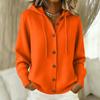 Women's Fashion Color Long Sleeve Button Front Hooded Knit Cardigan Casual Coat