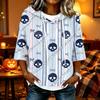 Women's Halloween Print Hooded Top, Loose Fit Casual 3/4 Sleeve Pullover Shirt