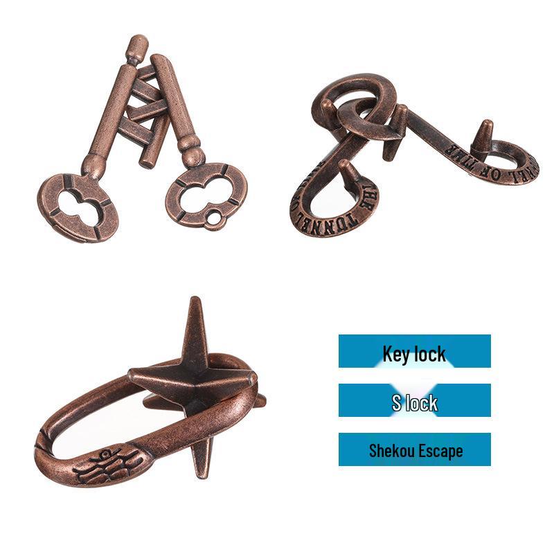 Kongming Lock Puzzle Set: Nine Interlocking Alloy Rings - Educational Disentanglement Toy