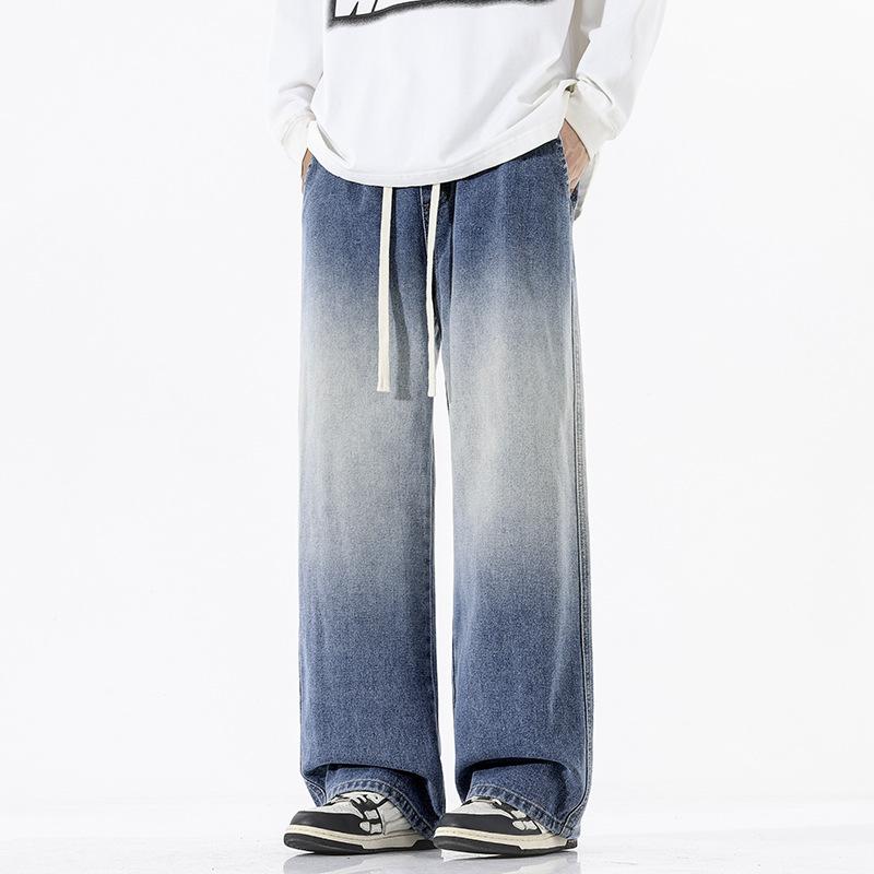 American Fleece Thickened Jeans Men's Winter New Loose Wash Wide Leg Pants