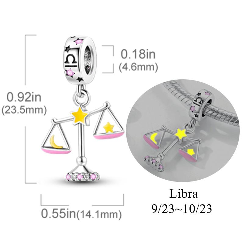 12 Zodiac Signs Fluorescent Twelve Constellations Star Shape Sign Copper Bead Charms Charm Bead Charms Fit Authentic Bracelets Neckalce Charm Pendant