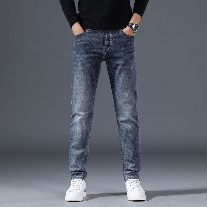 Four Seasons Slim Straight Elastic Jeans Men's Trousers 79028579225136MEN