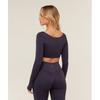 Gymshark Flow Long Sleeve Crop Top With Cups Midnight Purple B4c3i Pcdy