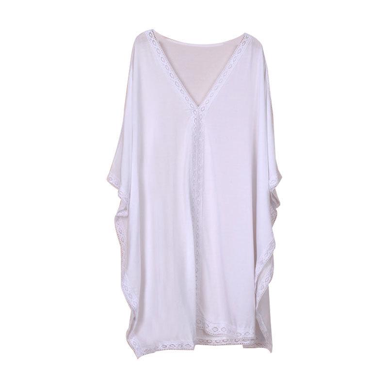 European & American Style Lace Beachwear: Plus Size Bikini Cover-up, Sun Protection, Casual Loose Fit, Women's Slimming Outerwear.