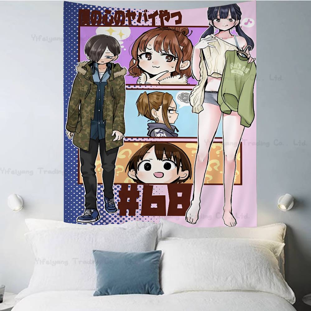 Dangers In My Heart Anime Tapestry Hanging Tarot Hippie Wall Rugs Dorm Home Decor