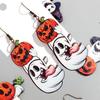 New Halloween Wooden Earrrings for Women Funny Creative Witch Ghost Pumpkin Flower Drop Earring Party Jewelry Hallowmas Gifts
