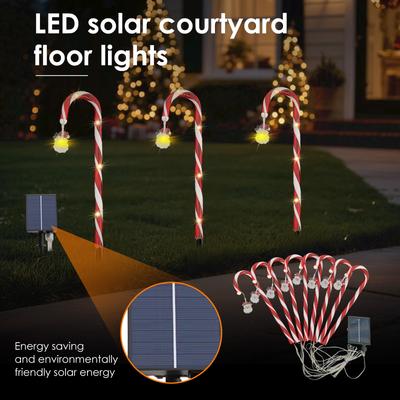 Lampki LED w kształcie lasek cukrowych zasilane energią słoneczną - Dekoracja świąteczna do wewnątrz i na zewnątrz do ogrodów, ścieżek i dekoracji bożonarodzeniowych