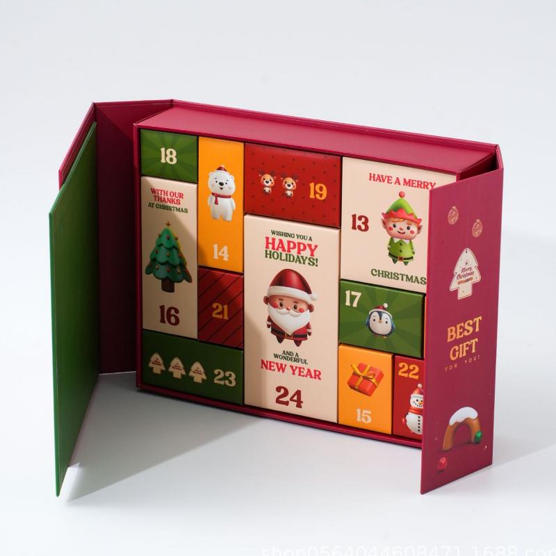 Christmas Advent Countdown Calendar Box 12Days Empty Gift Boxes DIY Christmas Empty Refillable Calendar Boxes For Xmas Gift