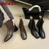 Fashion Female Square Heels Women Ankle Chelsea Boots Slip On Shoes Fashion Modern Ladies Short Boots Shoes Pumps