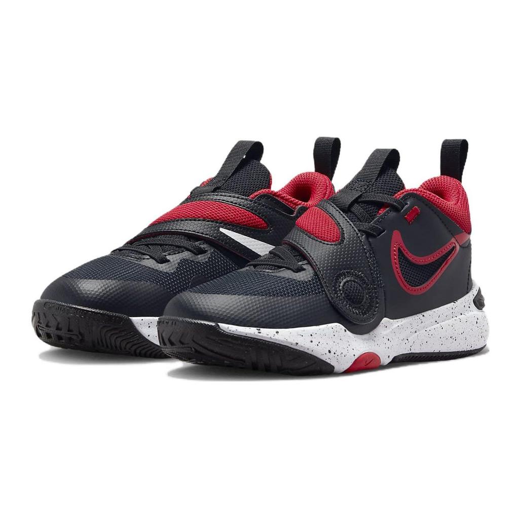 Nike Team Hustle D 11 Low Top Basketball Shoes Black Red Kids' DV8994-003