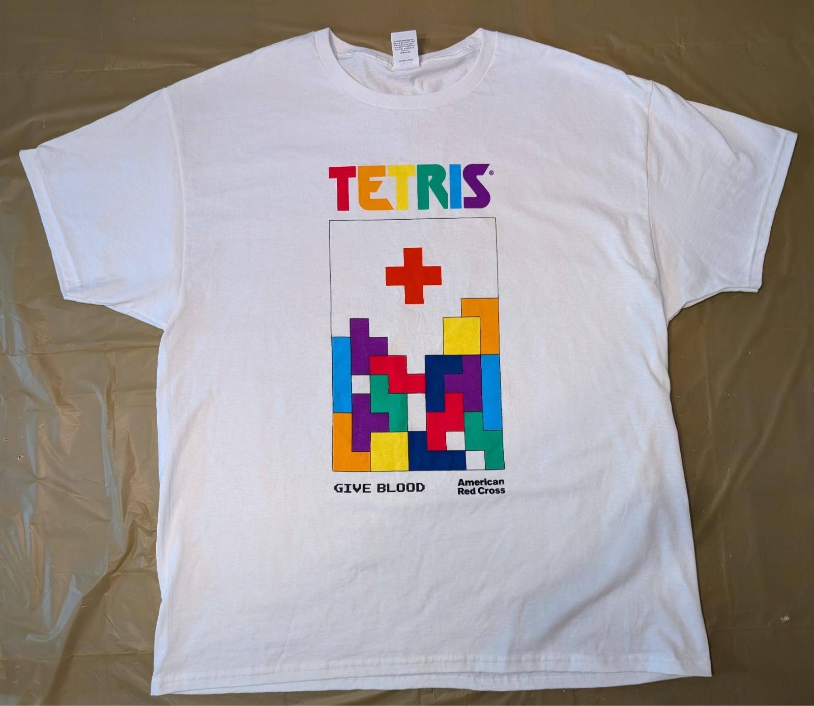 Tetris 40th Anniversary T Shirt American Red Cross Give Blood Graphic Size XL Unisex T-Shirt XL