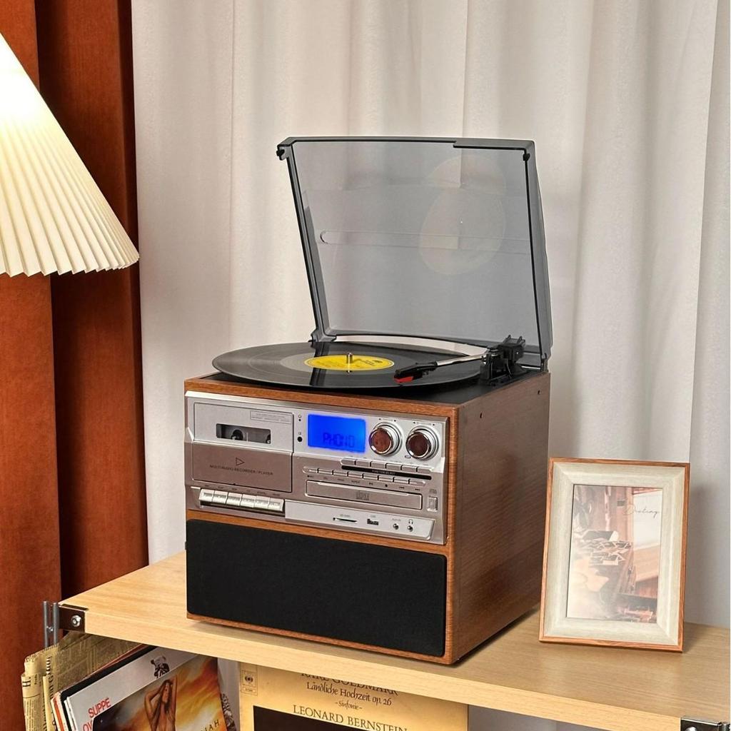 Cross Classic Multifunction Retro Record Player with HIFI Harman Sound, CD, Cassette, and Bluetooth Speaker