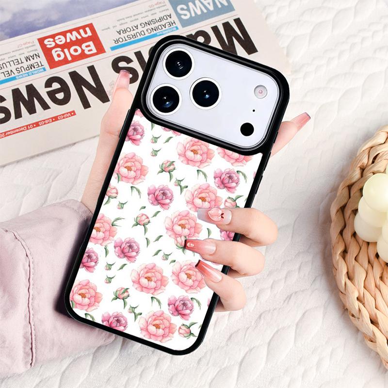 Peony Delicate Flower Phone Case For IPhone 17 16e 15 14 13 12 11 Pro Max Air Mini Soft Protective Cover
