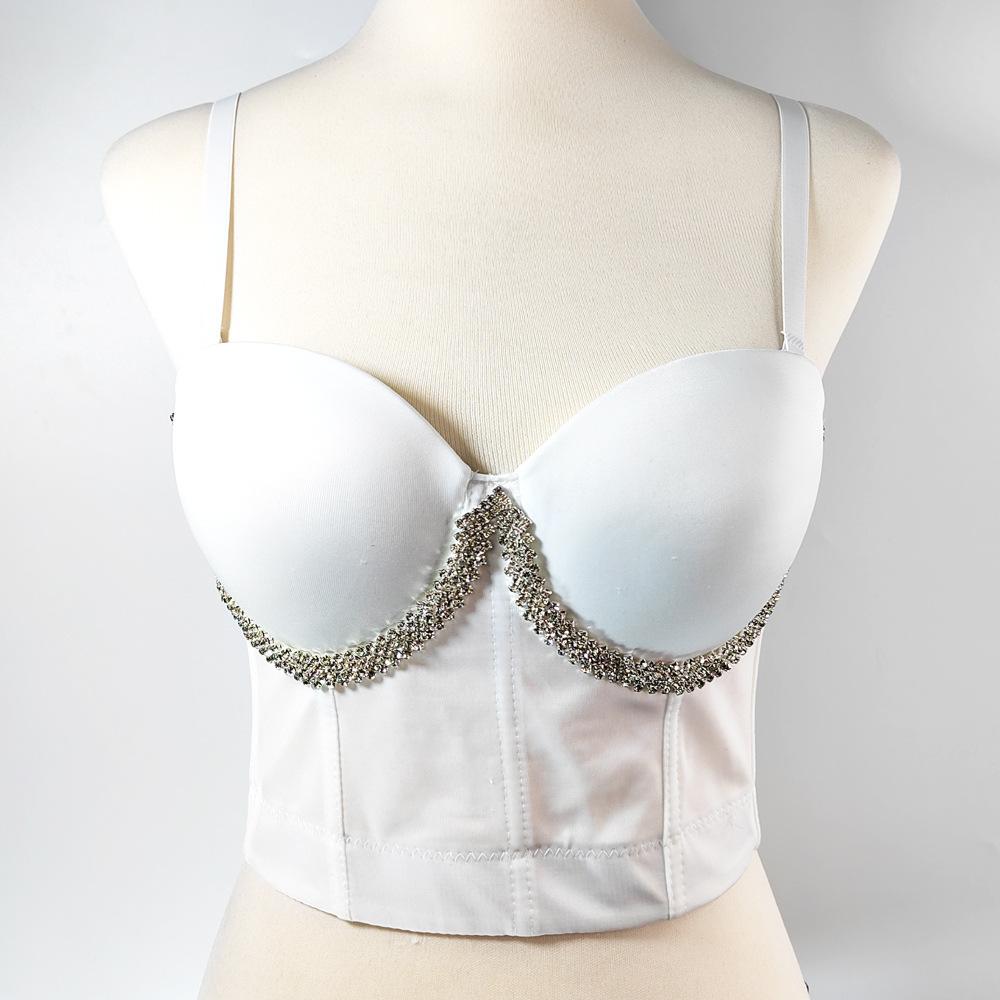 2024 Vest Rhinestone Corset Anti-Exposure Comfortable Body Shaping Wrapped Chest Push up Breathable Bra Outer Wear Bustier