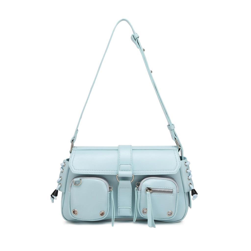 Trendy Textured Baguette Underarm Bag - 2024 Niche Design Shoulder & Messenger Motorcycle Bag for Women