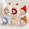 Cute Pompom Knitted Hat Thickened Toddler Beanie Durable Ear Flap Hat Outdoor Play