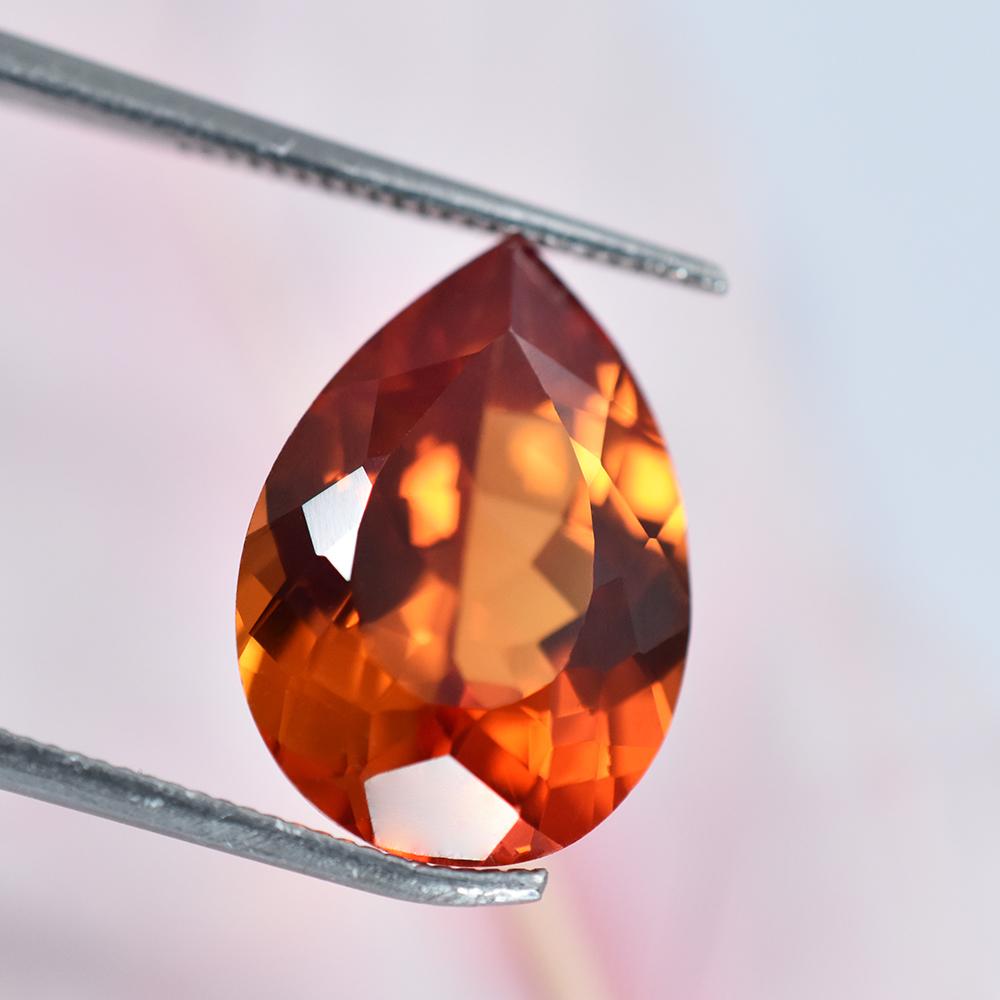 Natural Orange Sapphire Loose Gemstone 7.65 ct Fire Pear Cut September Birthstone for Jewelry Making